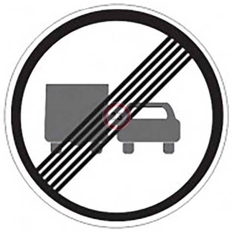 Дорожный знак 3.23 Конец зоны запрещения обгона грузовым автомобилям