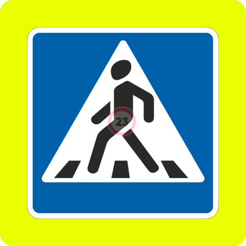 Дорожный знак 5.19.1 Пешеходный переход на желтом фоне