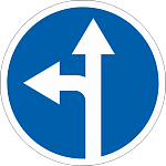 Дорожный знак 4.1.5 Движение прямо или налево 1